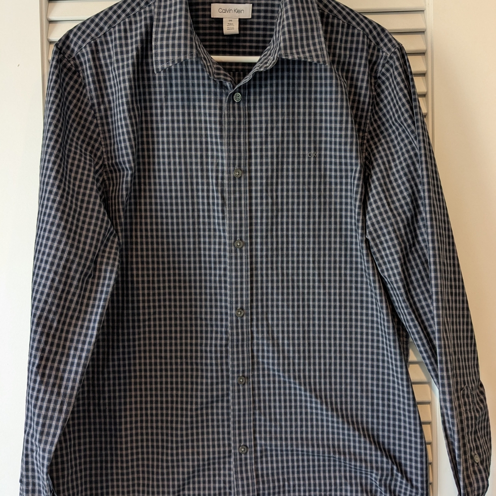 Calvin Klein Men's Black Checkered Shirt